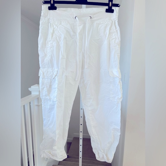 James Perse Classic White Poplin Drawstring Cargo pants size 2 S/M - Picture 2 of 5